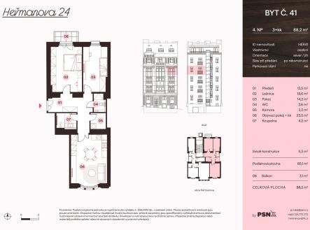 Prodej bytu, 3+kk, 88 m²
