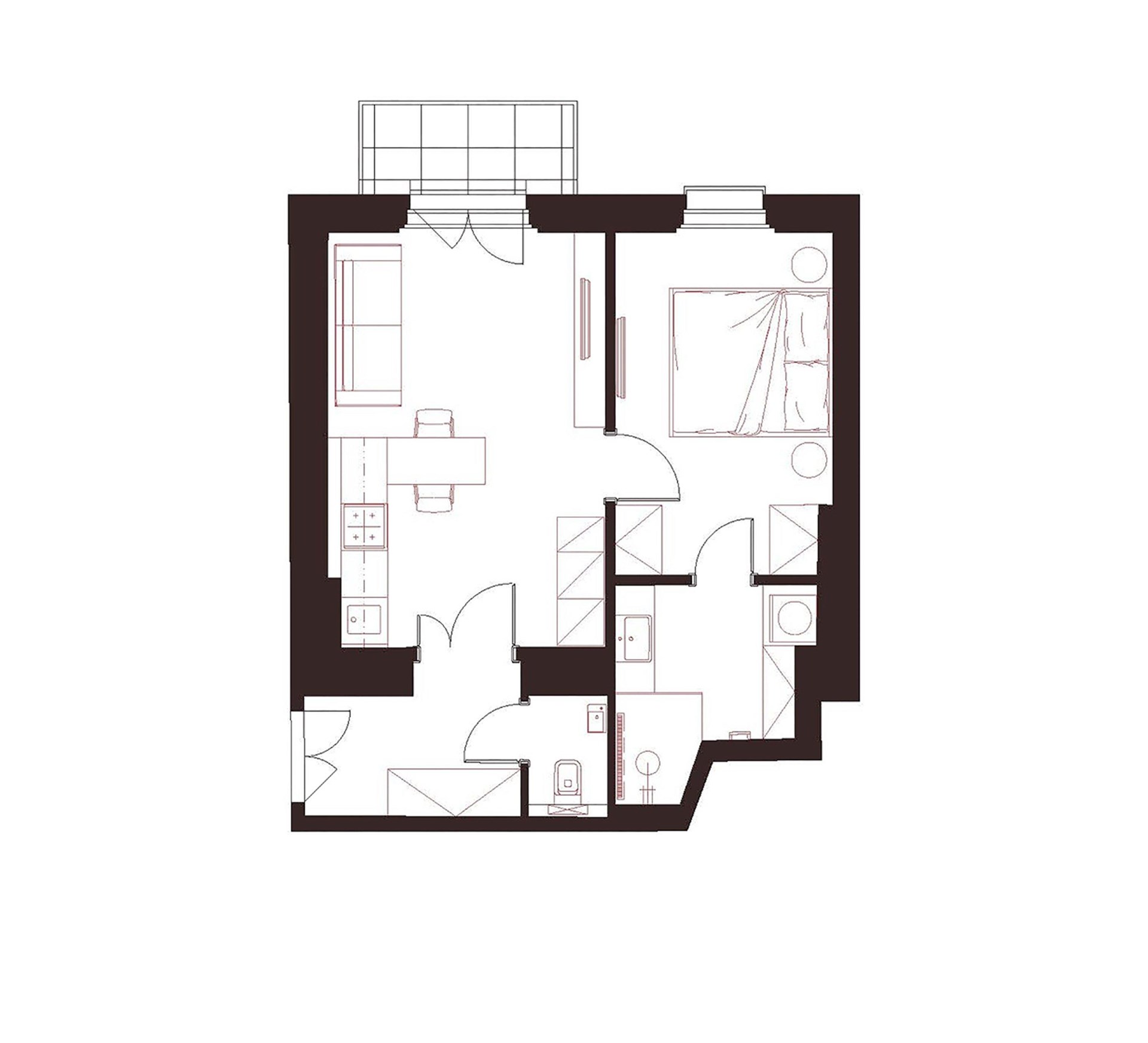 Prosvětlený byt 2+kk s balkonem, 5. NP