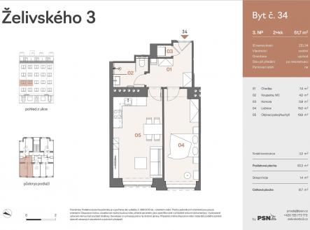 Prodej bytu, 2+kk, 52 m²