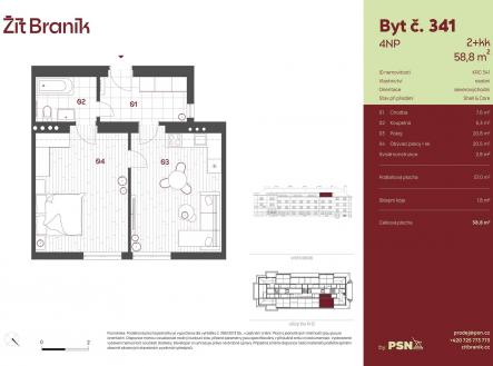 Prodej bytu, 2+kk, 59 m²