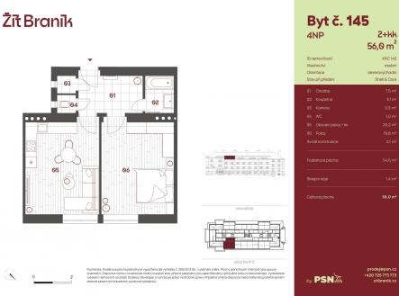 Prodej bytu, 2+kk, 56 m²