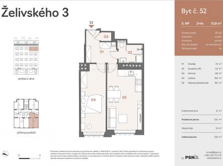 Prodej bytu, 2+kk, 52 m²