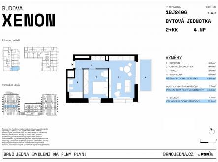 Prodej bytu, 2+kk, 52 m²