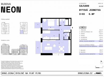 Prodej bytu, 3+kk, 79 m²