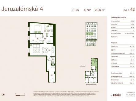 Prodej bytu, 3+kk, 71 m²