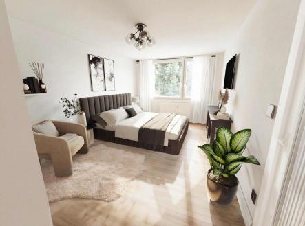 ložnice s pracovnou a úložné prostory