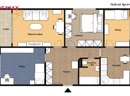 Pronájem bytu, 4+1, 78 m²