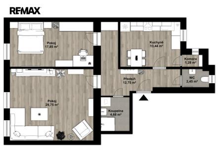 Pronájem bytu, 2+1, 82 m²