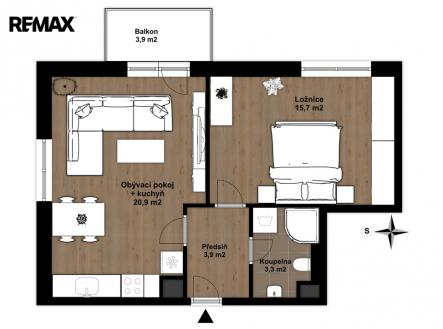 Pronájem bytu, 2+kk, 47 m²