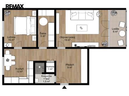 Pronájem bytu, 2+1, 62 m²
