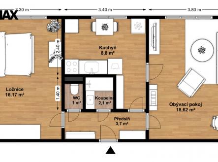Pronájem bytu, 2+1, 52 m²