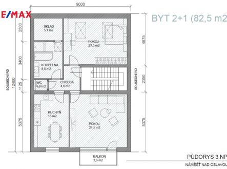 Prodej bytu, 2+1, 82 m²