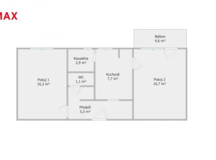 Pronájem bytu, 2+1, 50 m²