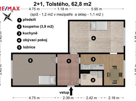 Prodej bytu, 2+1, 63 m²
