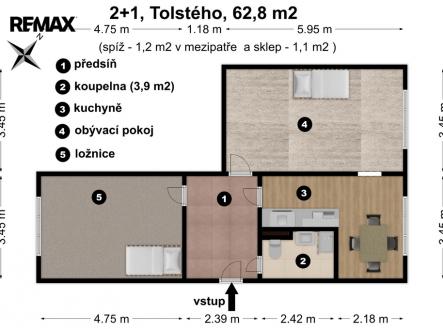 Prodej bytu, 2+1, 63 m²