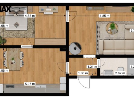 Pronájem bytu, 2+1, 52 m²