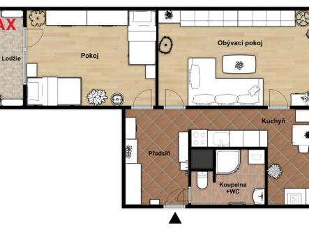 Prodej bytu, 2+1, 61 m²