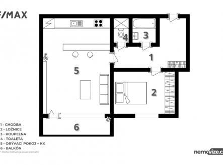 Prodej bytu, 1+1, 43 m²