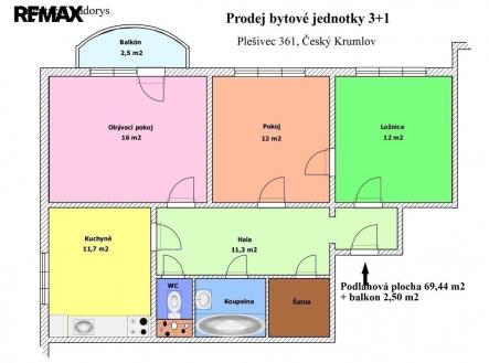 Prodej bytu, 3+1, 69 m²