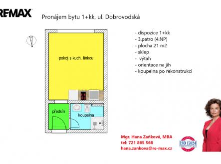 Pronájem bytu, 1+kk, 21 m²