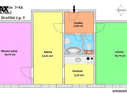 Prodej bytu, 3+kk, 60 m²