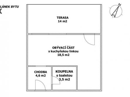 Prodej bytu, 1+kk, 40 m²