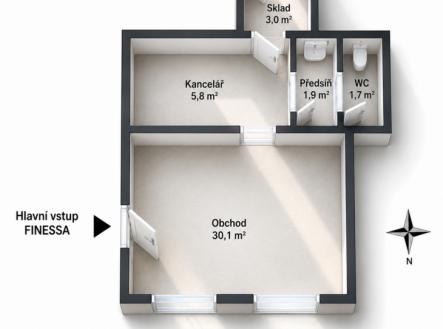 Pronájem obchodní prostory, 42 m²