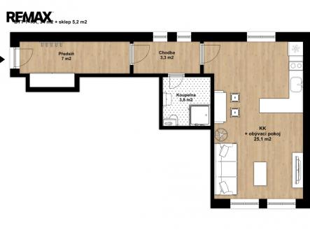 Pronájem bytu, 1+kk, 39 m²