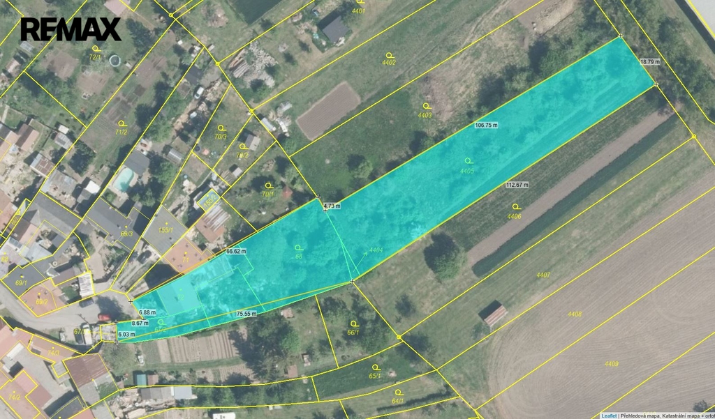 Katastrální mapa, celkem 3.685 m2