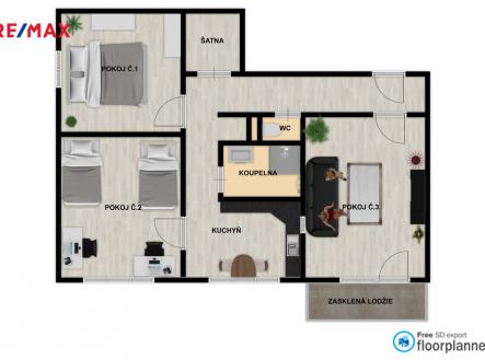 Pronájem bytu, 3+1, 69 m²