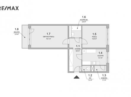 Prodej bytu, 2+1, 59 m²