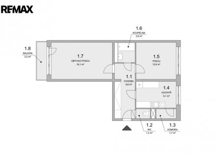 Prodej bytu, 2+1, 59 m²