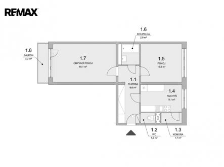 Prodej bytu, 2+1, 59 m²