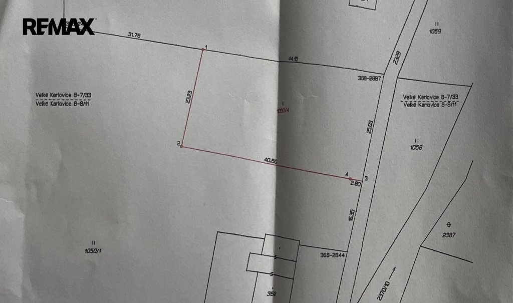Nové zaměření parcely na prodej - 1033 m2
