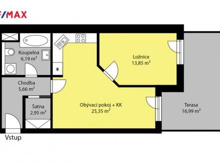 Pronájem bytu, 2+kk, 57 m²