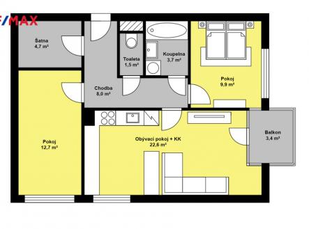Prodej bytu, 3+kk, 73 m²