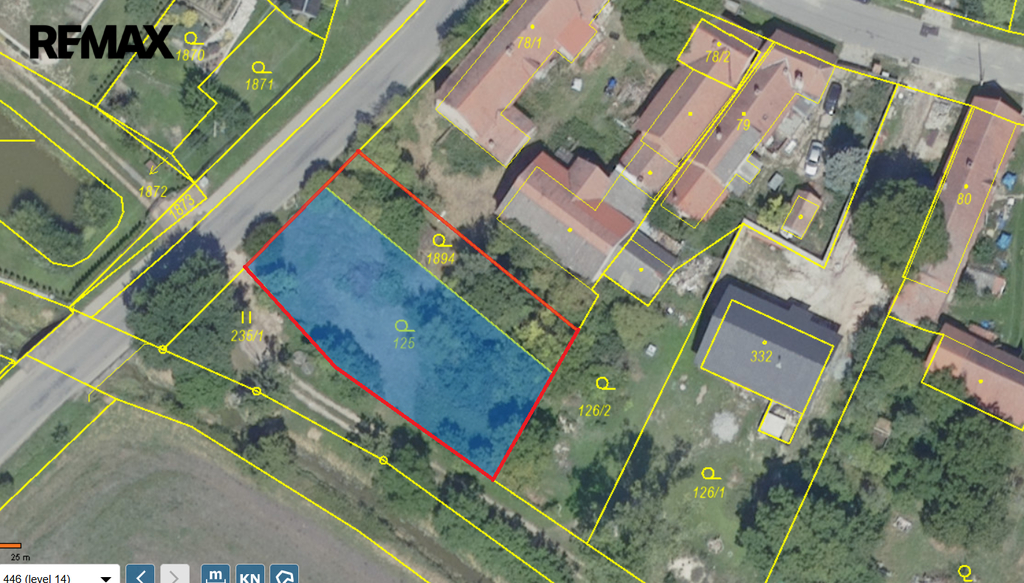 pohled na pozemek, zdroj: www.cuzk.cz, 31.12.2025