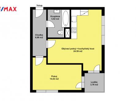 Pronájem bytu, 2+kk, 54 m²