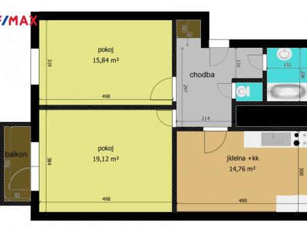 Pronájem bytu, 2+1, 56 m²