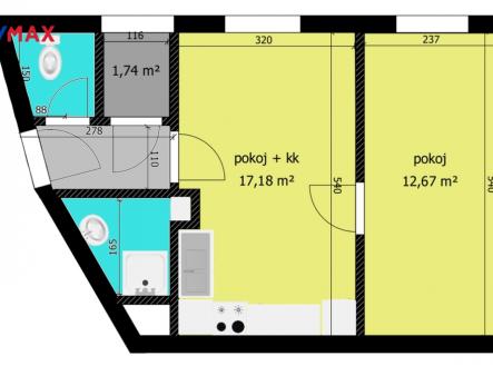 Pronájem bytu, 2+kk, 38 m²