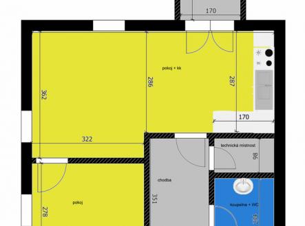 Pronájem bytu, 2+kk, 43 m²