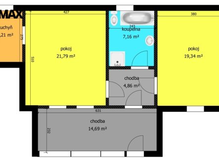 Pronájem bytu, 2+1, 73 m²