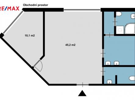 Pronájem obchodní prostor, 55 m²