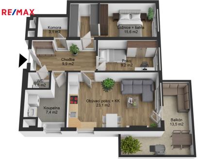 Prodej bytu, 3+kk, 90 m²