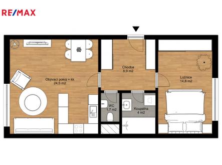 Pronájem bytu, 2+kk, 56 m²