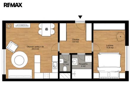 Pronájem bytu, 2+kk, 56 m²