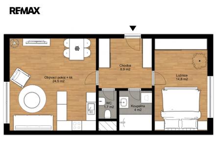 Pronájem bytu, 2+kk, 56 m²