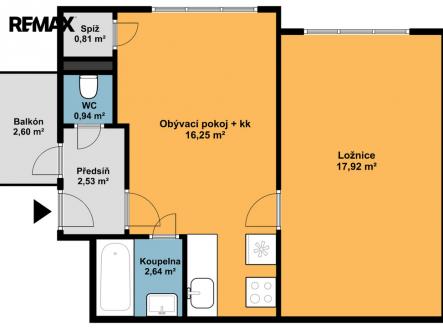Prodej bytu, 2+kk, 47 m²