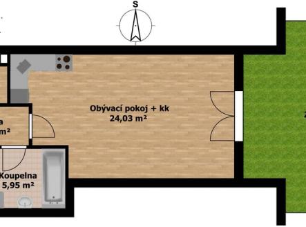 Pronájem bytu, 1+kk, 62 m²