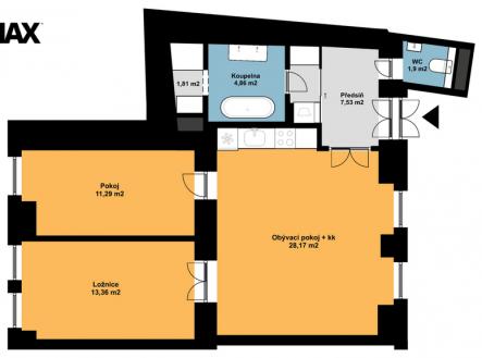Pronájem bytu, 3+kk, 70 m²